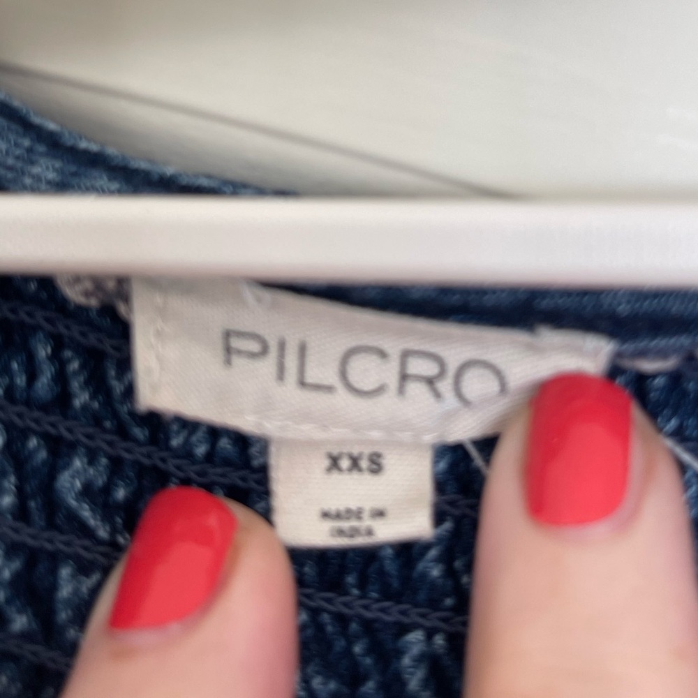 Pilcro By ANTHROPOLOGIE The Findley Puff Sleeve Collared Mini Dress Blue Sz XXS - Picture 2 of 7